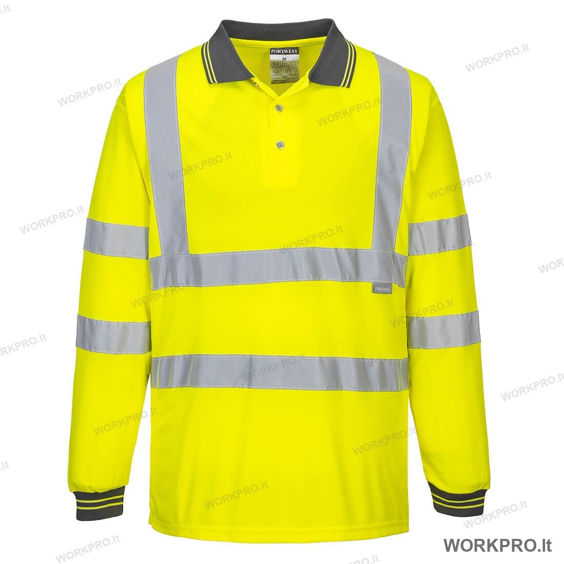 Marškinėliai polo S277, ilgomis rankovėmis, hi-vis geltoni