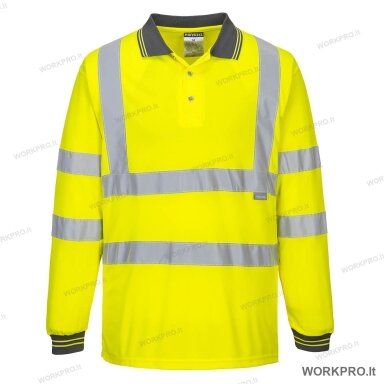 Marškinėliai polo S277, ilgomis rankovėmis, hi-vis geltoni