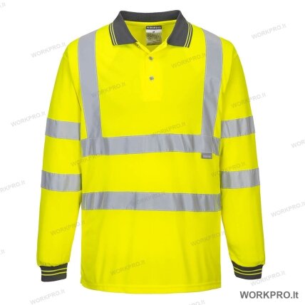 Marškinėliai polo S277, ilgomis rankovėmis, hi-vis geltoni Marškinėliai polo S277, ilgomis rankovėmis, hi-vis geltoni
